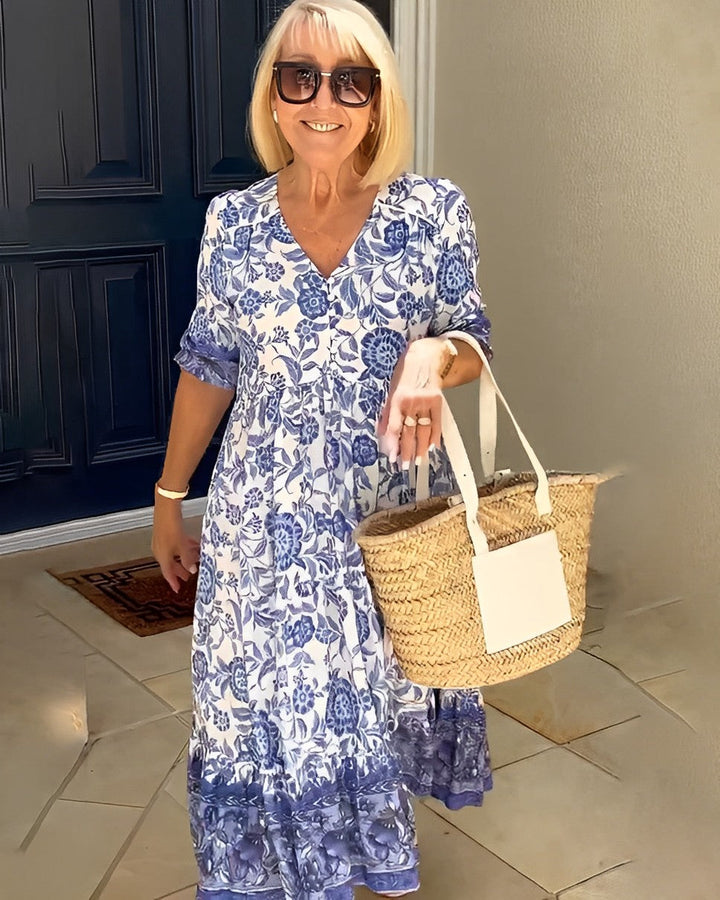 TALLIS | Graceful V-Neck Floral Dress