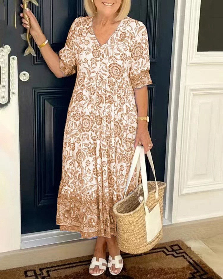 TALLIS | Graceful V-Neck Floral Dress