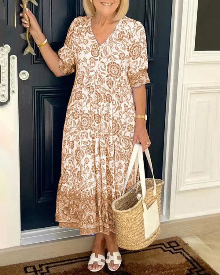 TALLIS | Graceful V-Neck Floral Dress