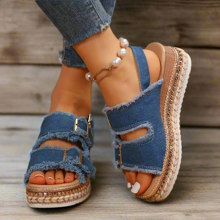 SARA | Casual Denim Wedges
