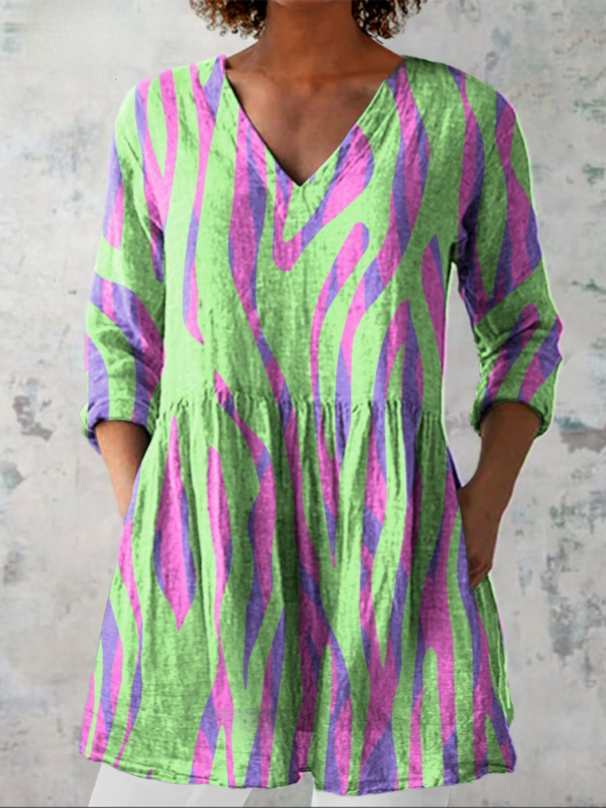 Gisella | Chemise Col V Longue Vintage