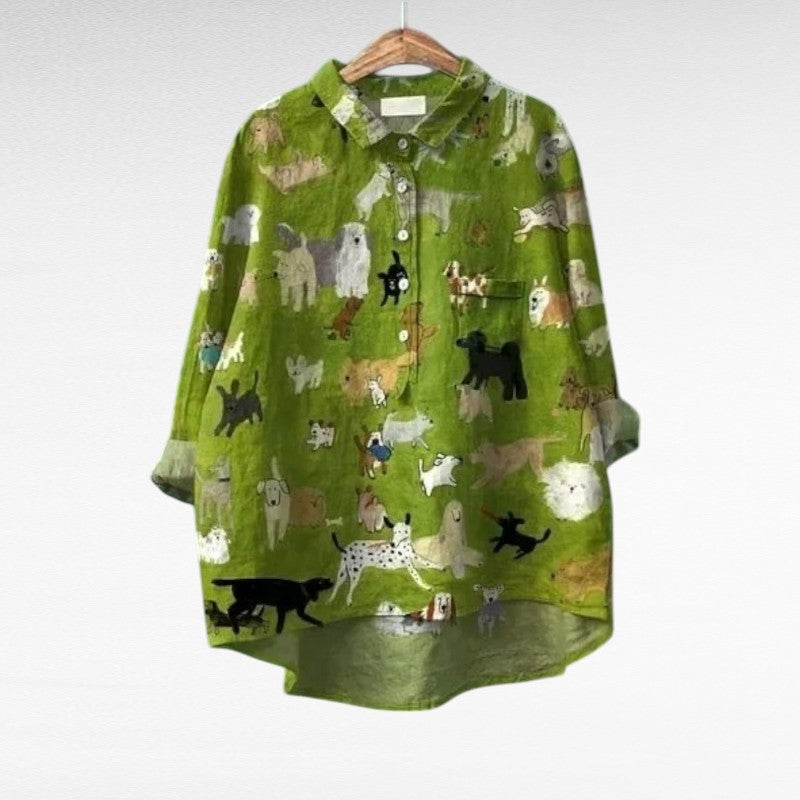 Cécile | Chemise Verte Évasion Florale