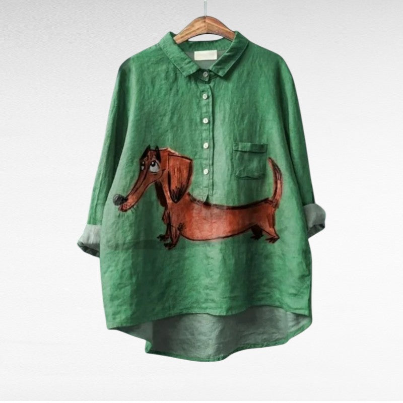 Cloé | Chemise Verte Fleurs Sauvages