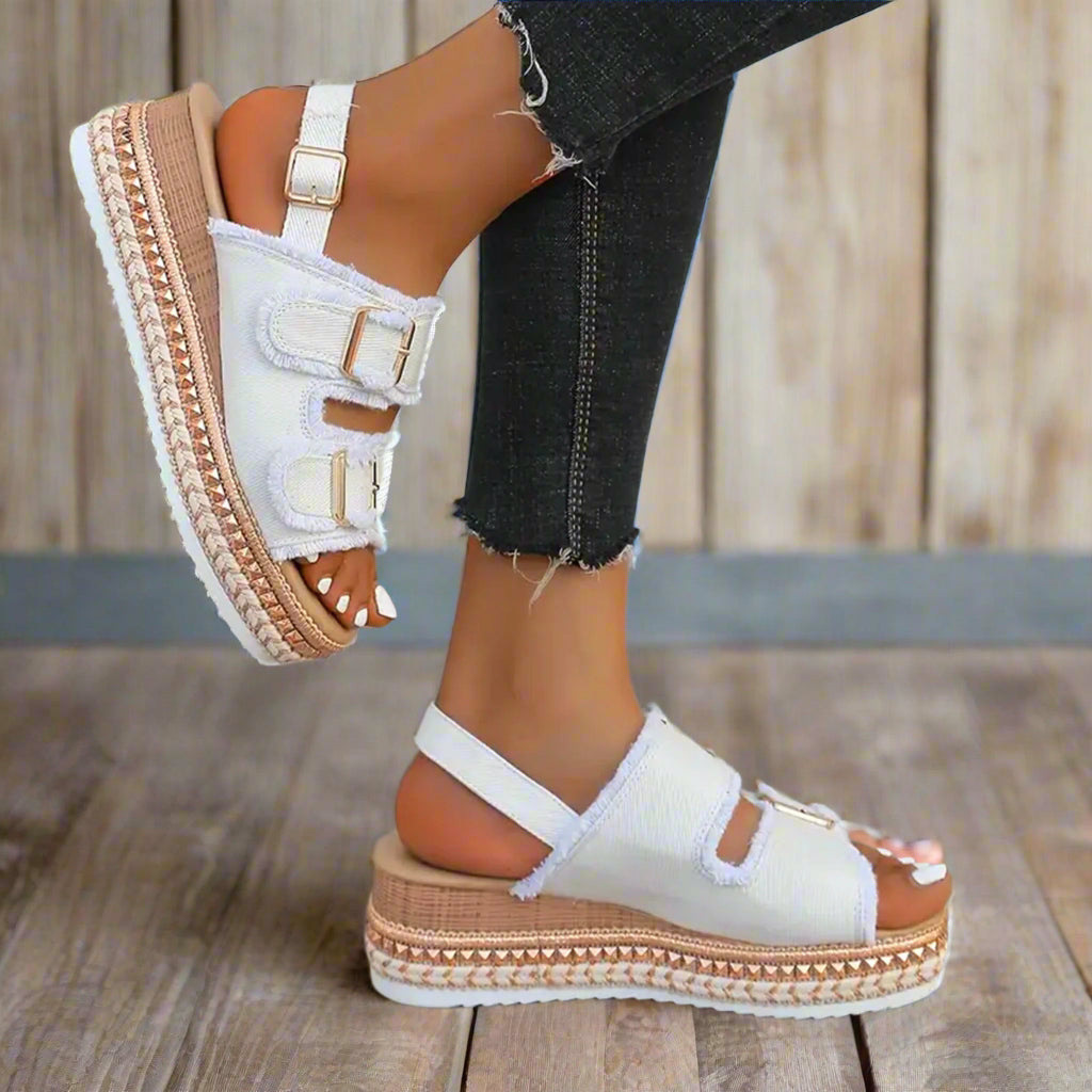 SARA | Casual Denim Wedges