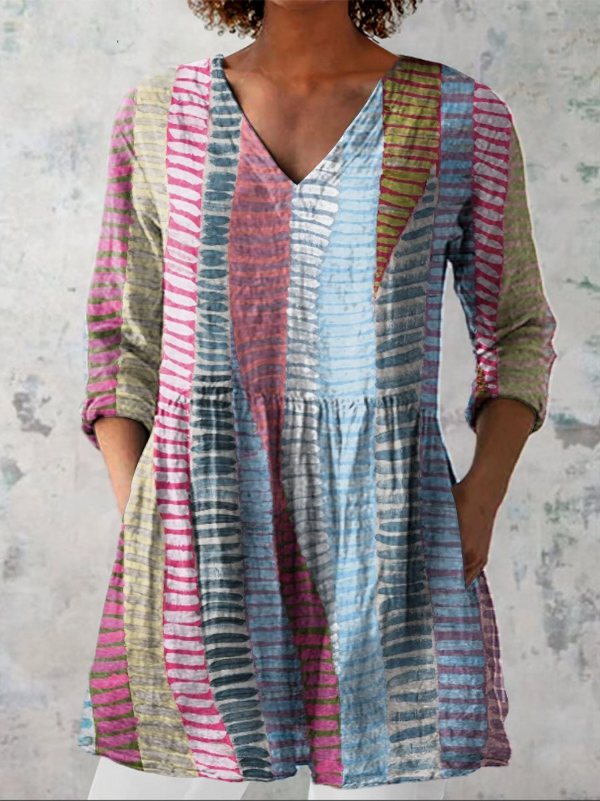 Danica | Chemise Col V Longue Vintage