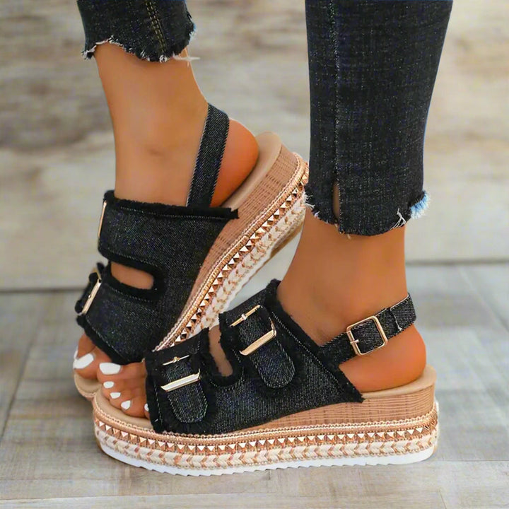 SARA | Casual Denim Wedges