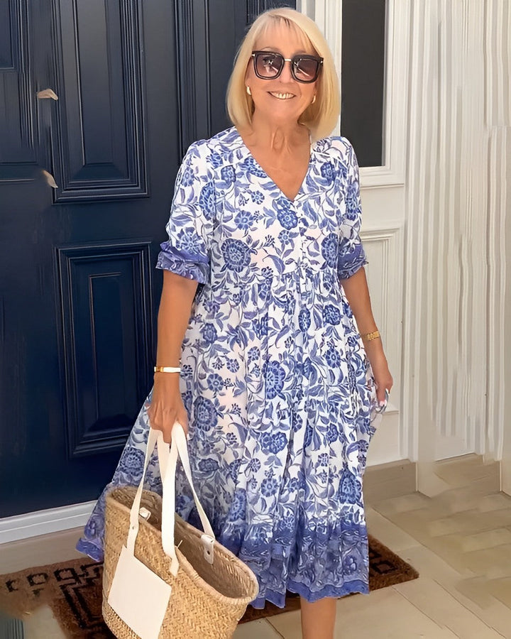 TALLIS | Graceful V-Neck Floral Dress