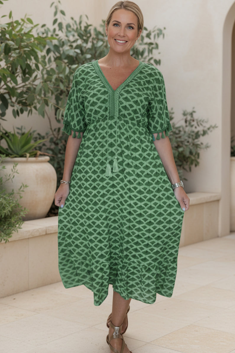LAYLA | Vibrant Geometric Midi Dress