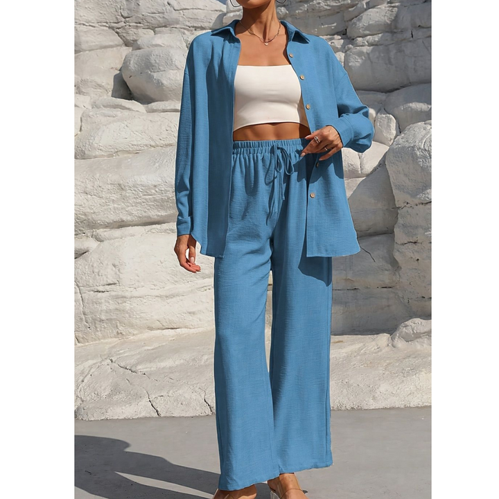 VANORA | Comfy Long Sleeve Blouse and Trouser Co-ord Set