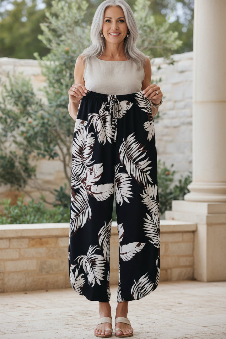 LINDE | Leaf Print Summer Pants