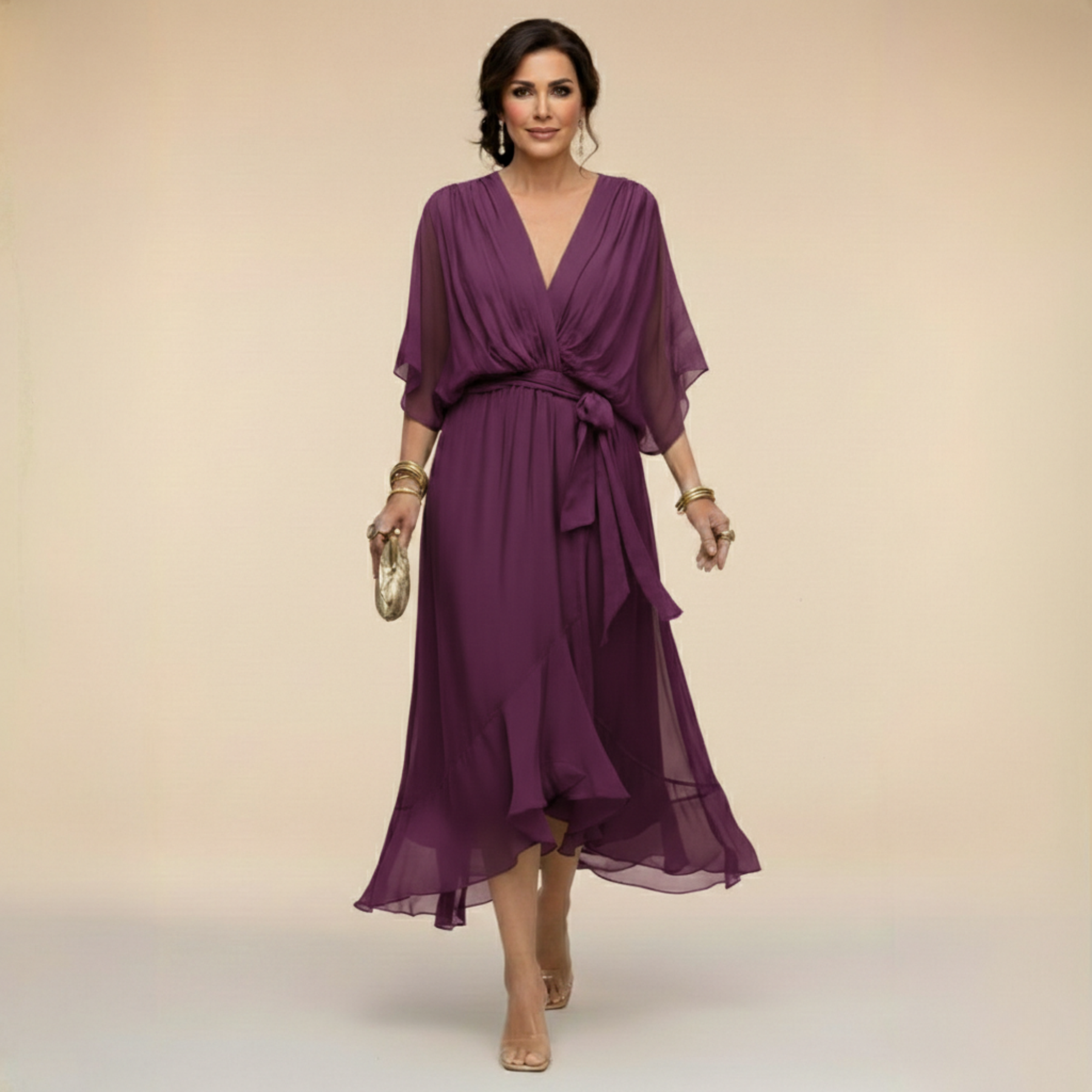 Arabella | Robe Silhouette Col V Fluide