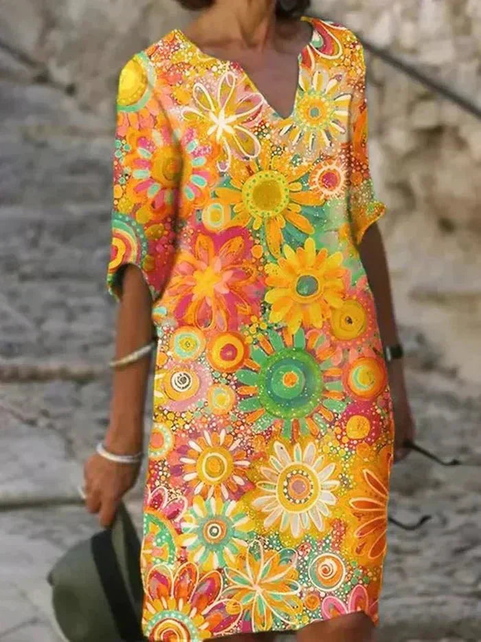 LEILA | Vibrant Floral Midi Dress