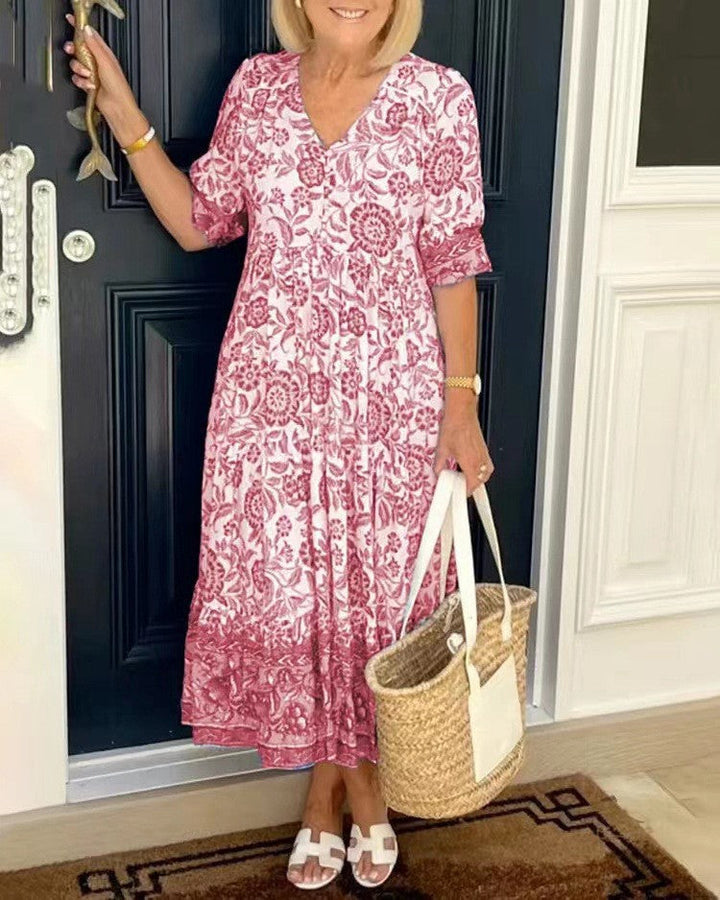 TALLIS | Graceful V-Neck Floral Dress