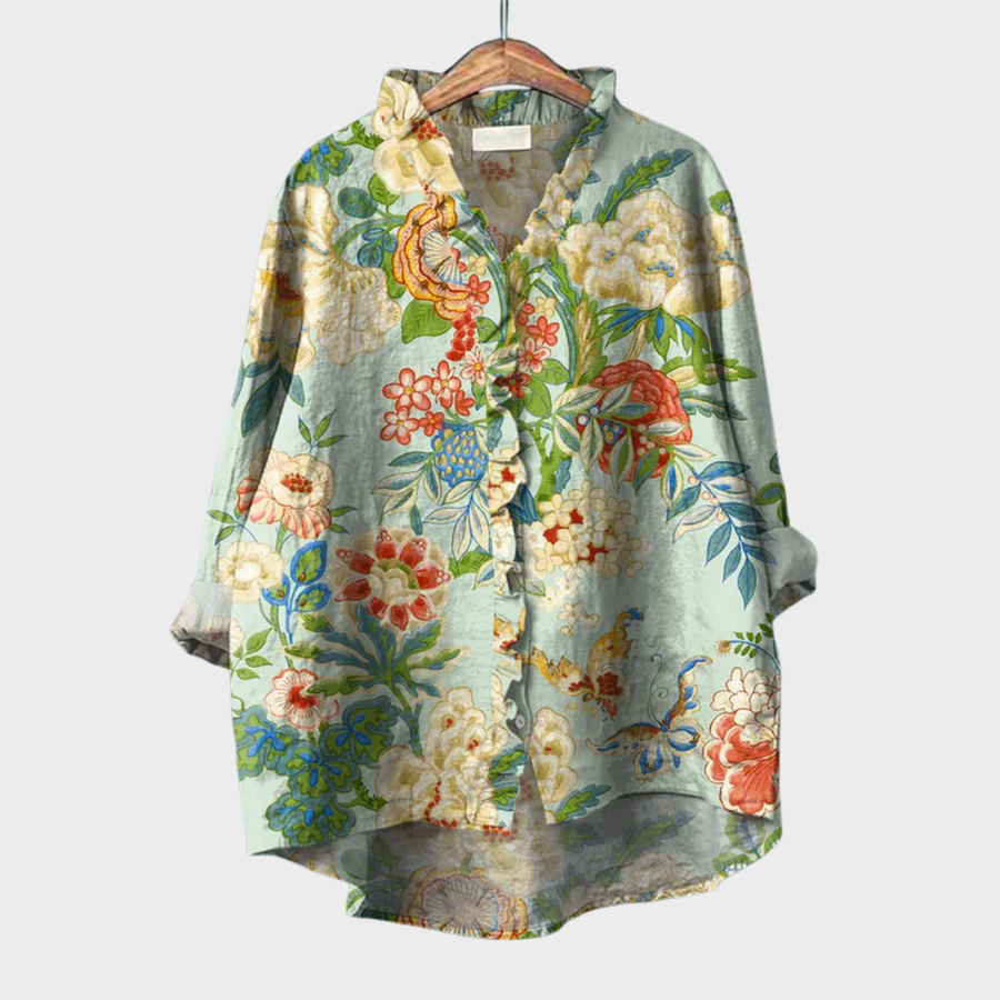 Grace | Chemise Fleurie Vert Tendre
