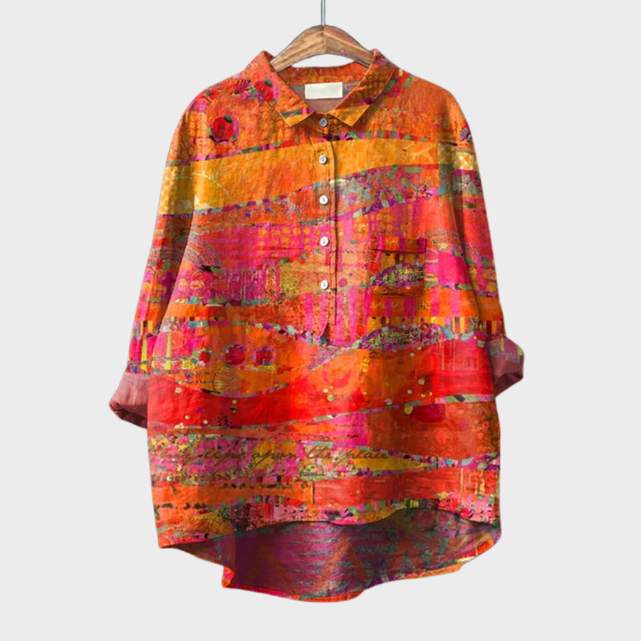 Catherine | Chemise Orangée Éclat Méditerranéen