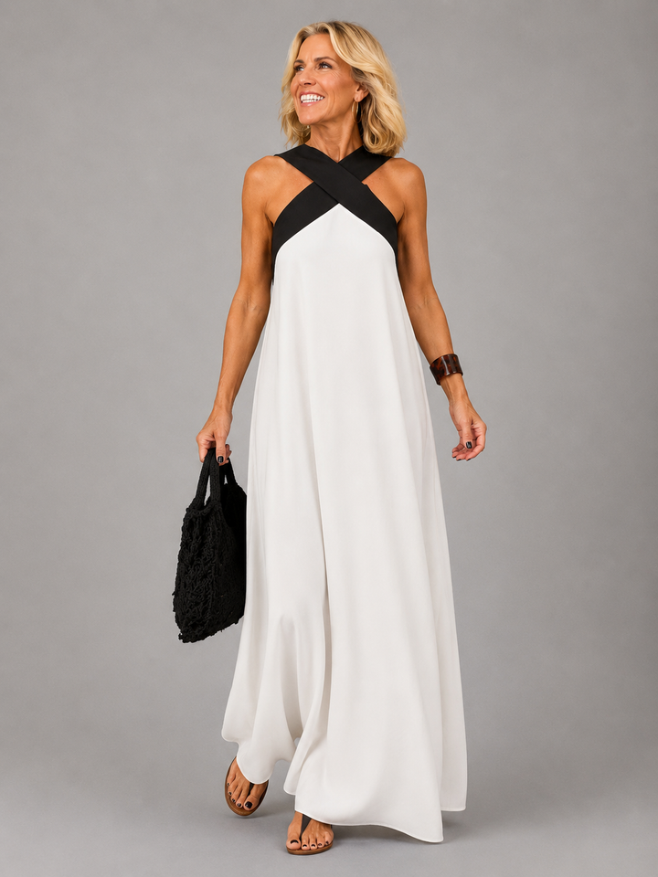 VELORA | Cross Elegance Maxi Dress