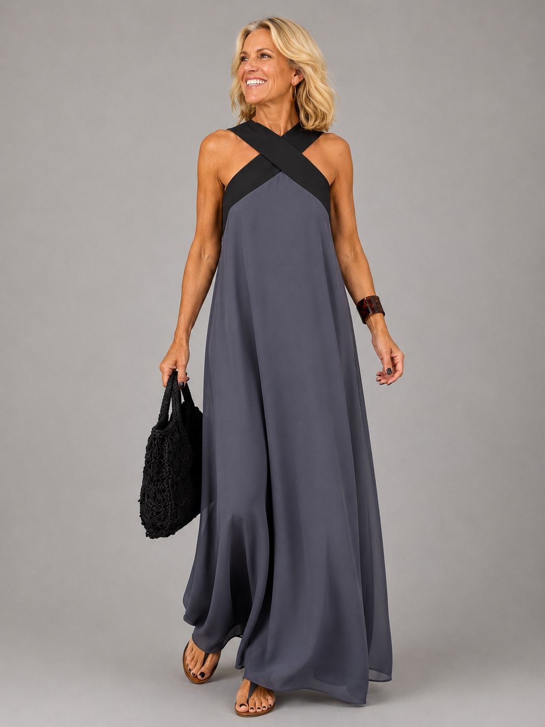 VELORA | Cross Elegance Maxi Dress
