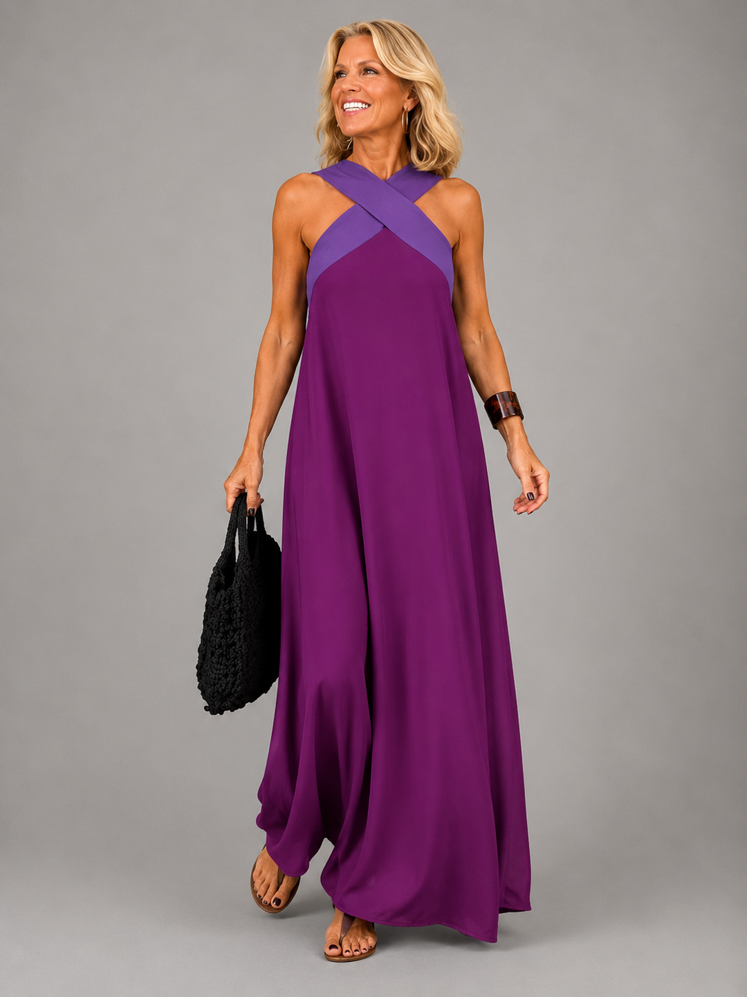 VELORA | Cross Elegance Maxi Dress