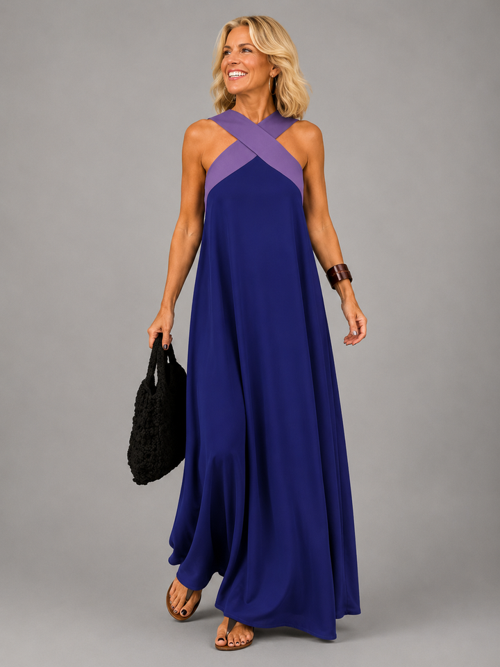 VELORA | Cross Elegance Maxi Dress