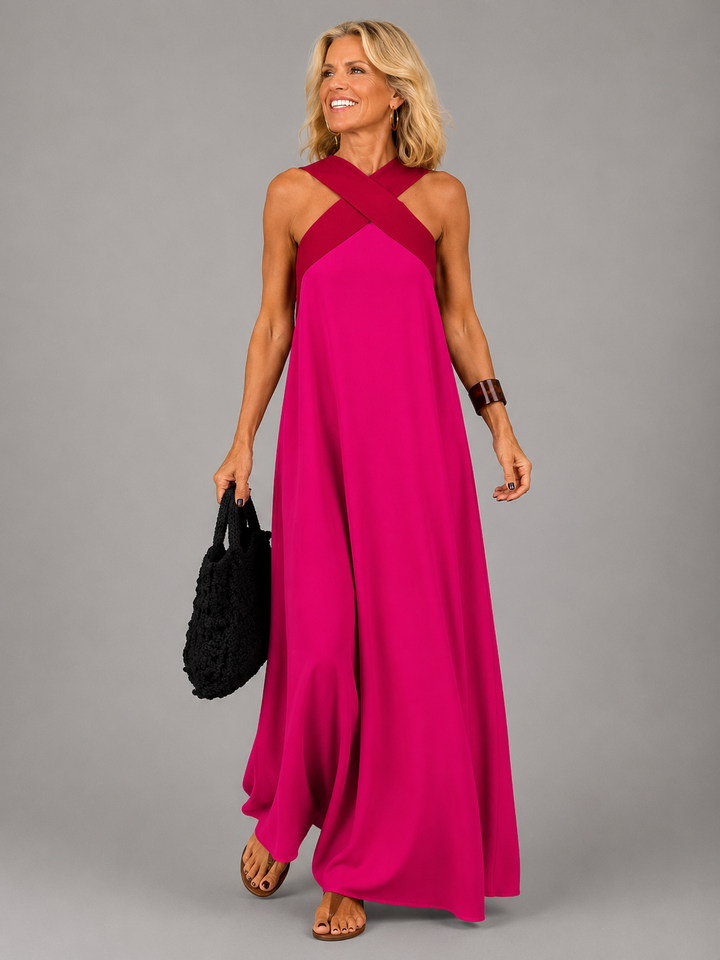 VELORA | Cross Elegance Maxi Dress