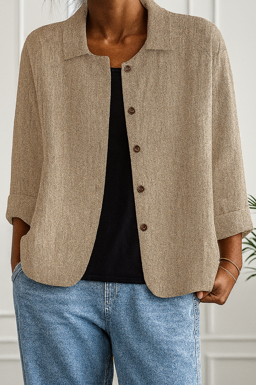 Roseline | Gilet Coton Élégance Intemporelle