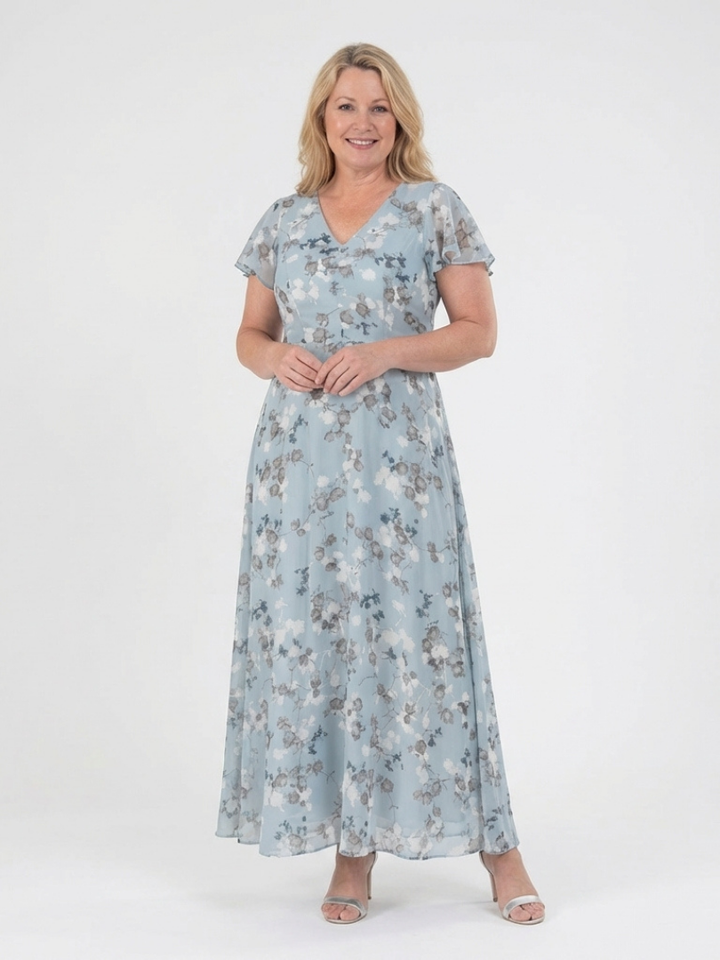 ISMERIA | Floral Chiffon Maxi Dress