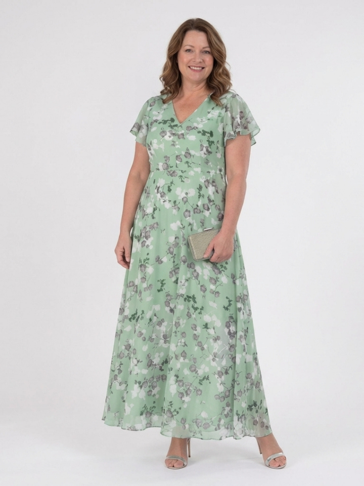 ISMERIA | Floral Chiffon Maxi Dress