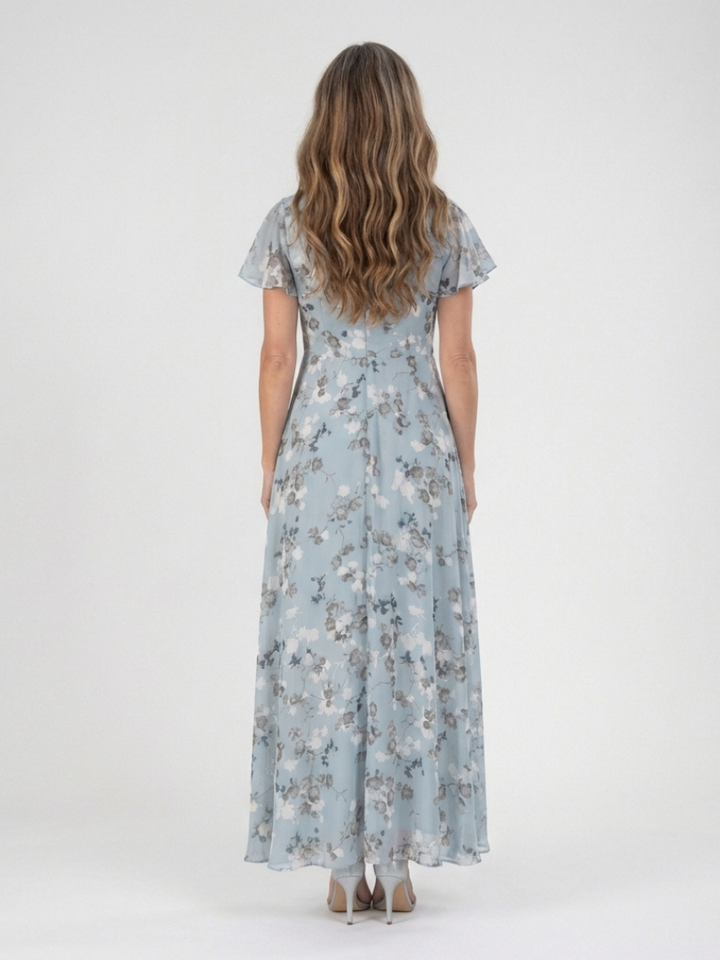 ISMERIA | Floral Chiffon Maxi Dress