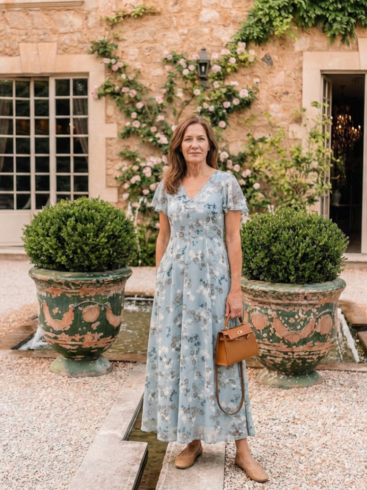 ISMERIA | Floral Chiffon Maxi Dress