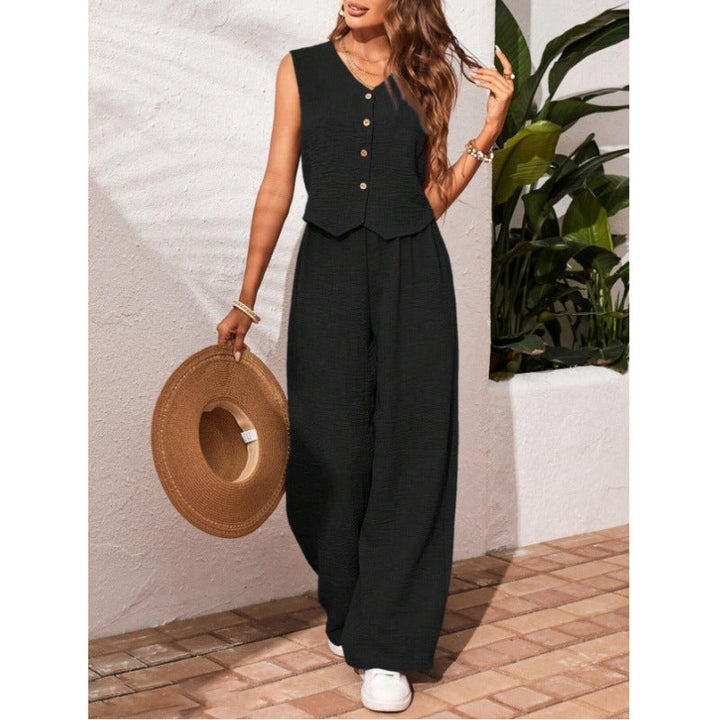 CHARISSA | Elegant Sleeveless V-Neck Top and Trousers Set