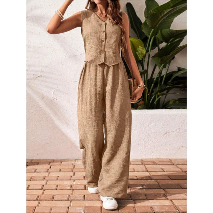 CHARISSA | Elegant Sleeveless V-Neck Top and Trousers Set