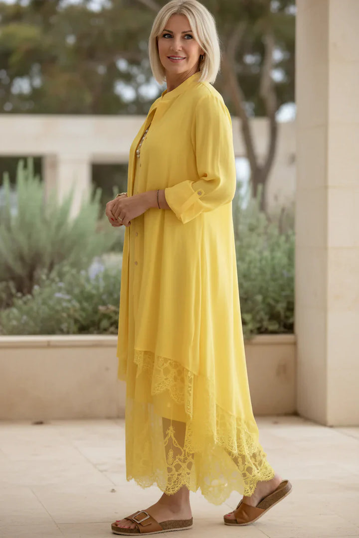 LYRA | Lace Trim Flow Dress
