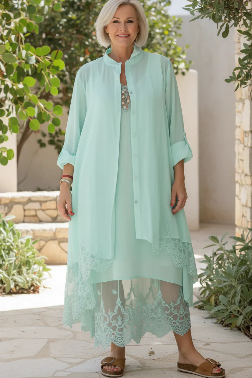 LYRA | Lace Trim Flow Dress