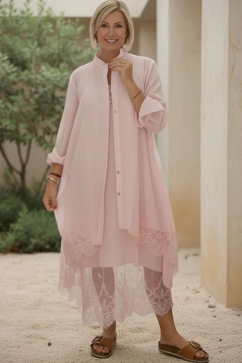 LYRA | Lace Trim Flow Dress