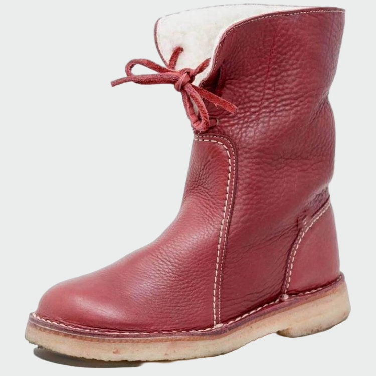 Bottes pour hommes en cuir imperméable avec doublure en laine