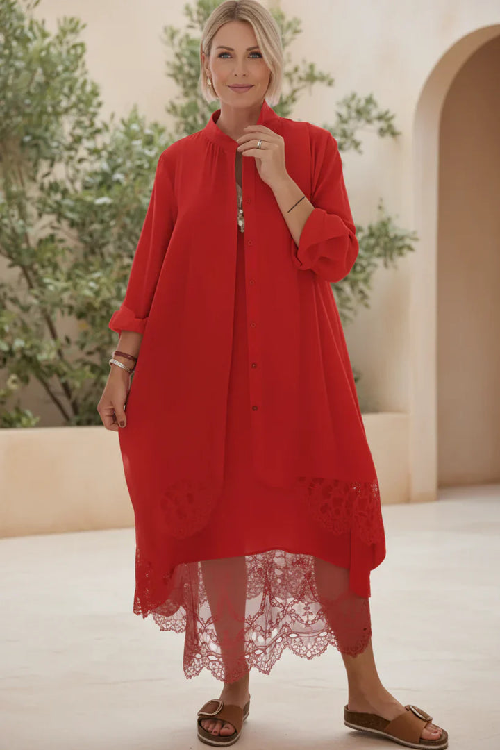 LYRA | Lace Trim Flow Dress