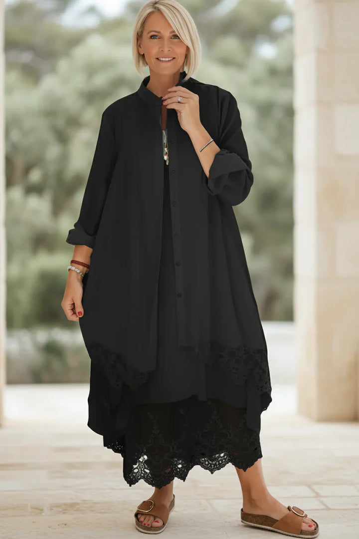 LYRA | Lace Trim Flow Dress