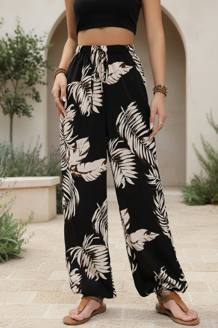 LINDE | Leaf Print Summer Pants