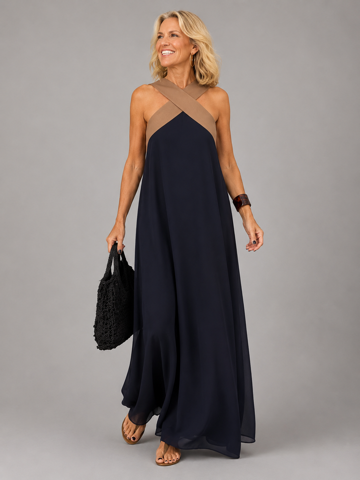 VELORA | Cross Elegance Maxi Dress