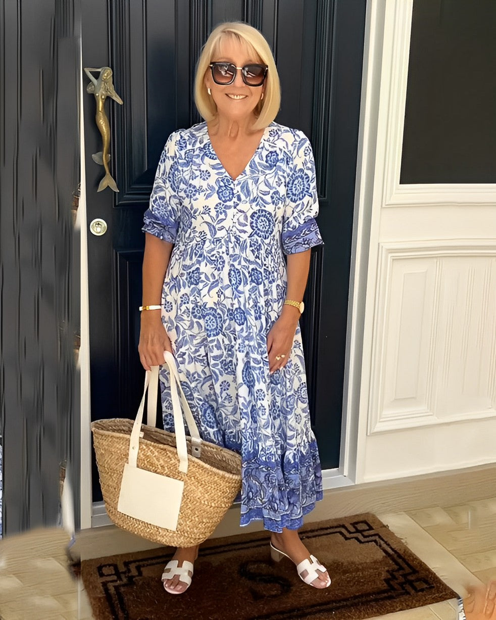 TALLIS | Graceful V-Neck Floral Dress