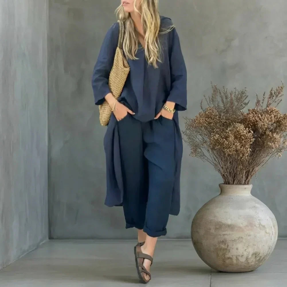 LUCÍA | Relaxed Long Vest and Wide-Leg Trousers Two-Piece Set