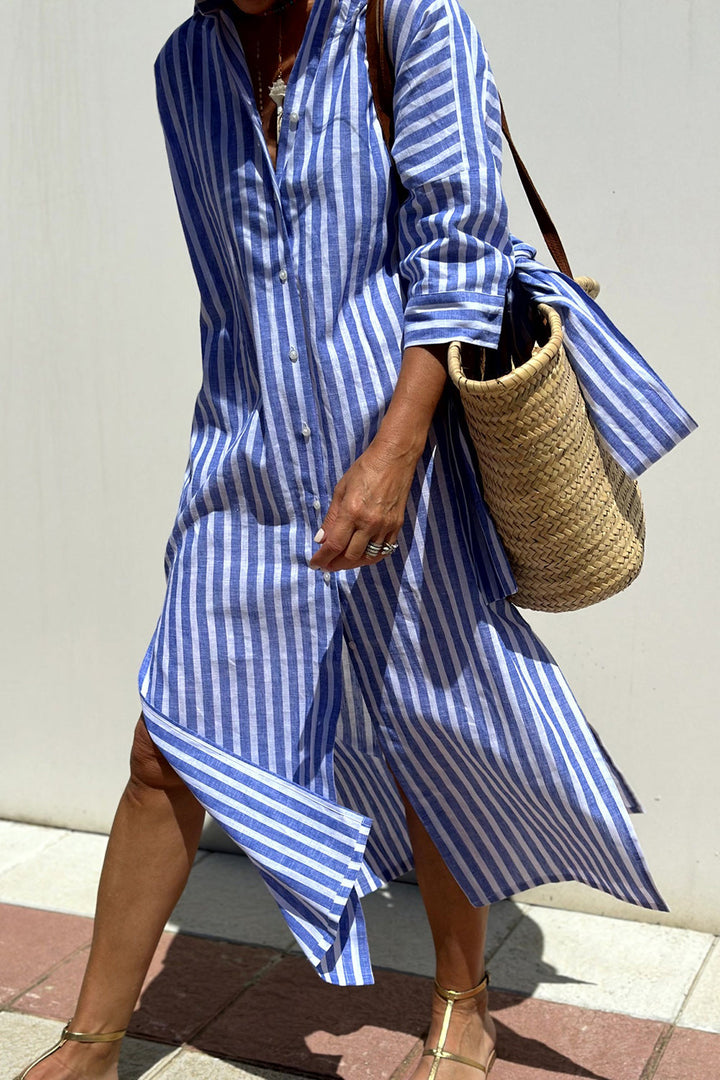 KELLY | Timeless Striped Shirt Dress with Elegant Comfort