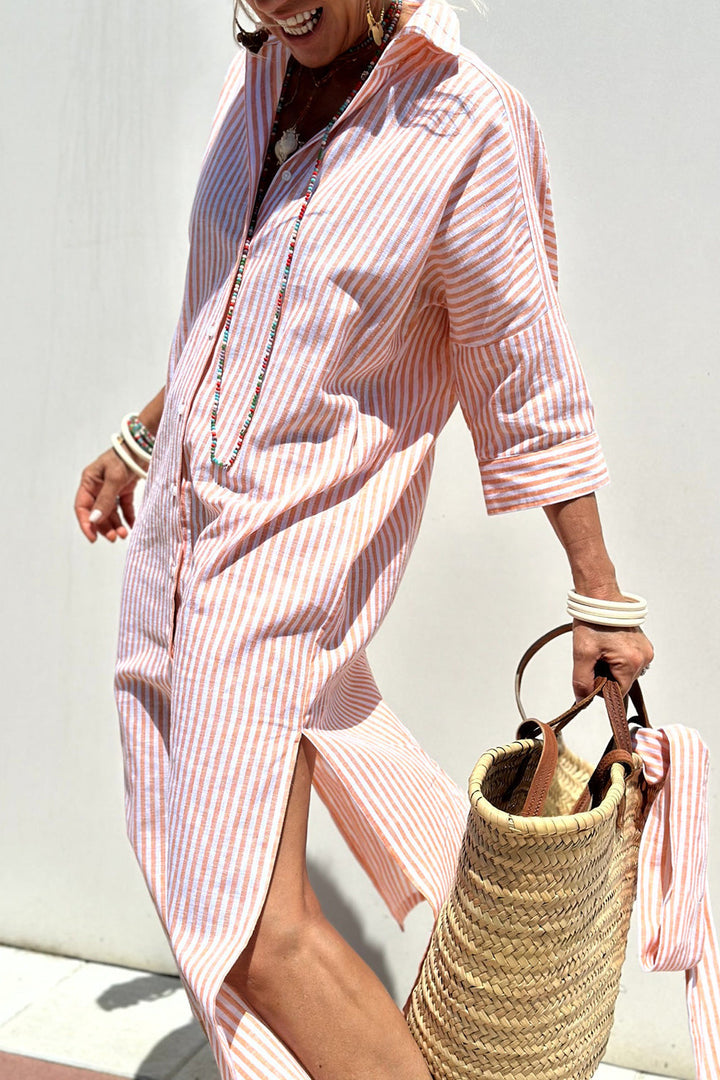 KELLY | Timeless Striped Shirt Dress with Elegant Comfort