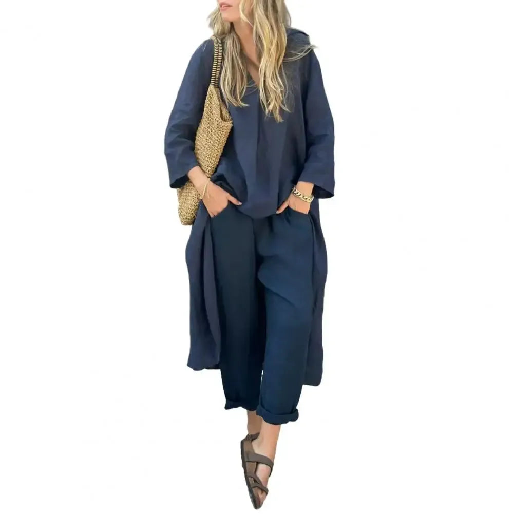 LUCÍA | Relaxed Long Vest and Wide-Leg Trousers Two-Piece Set