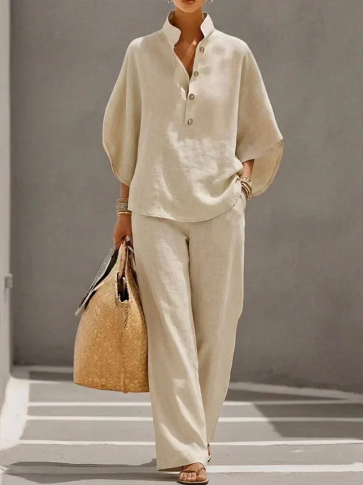 MARIBEL | Set with Batwing Sleeves and Wide Trousers
