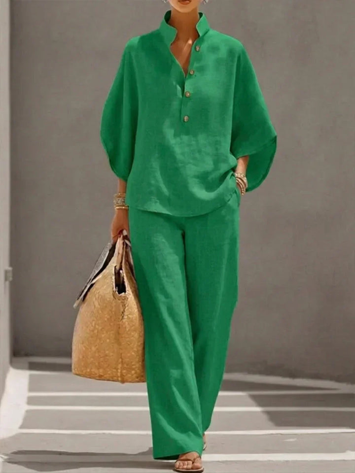 MARIBEL | Set with Batwing Sleeves and Wide Trousers