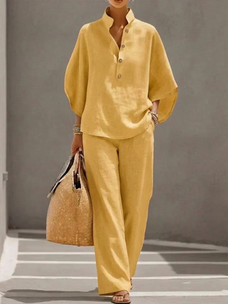 MARIBEL | Set with Batwing Sleeves and Wide Trousers