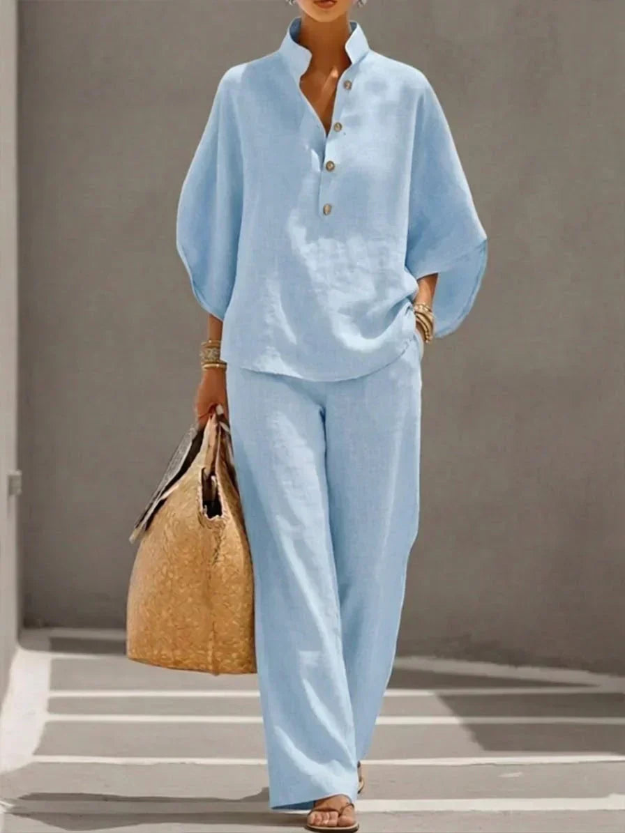 MARIBEL | Set with Batwing Sleeves and Wide Trousers