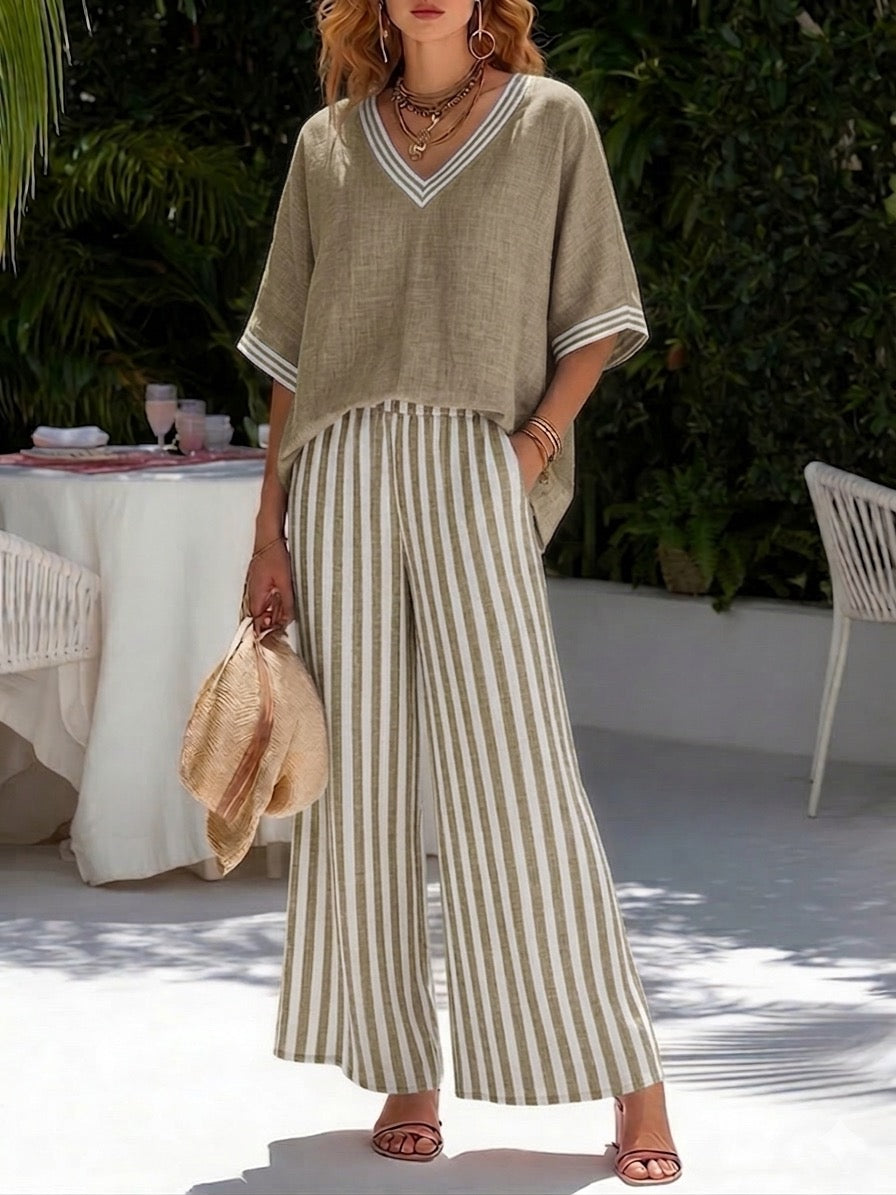 AUDREY | Elegant Casual Striped Set