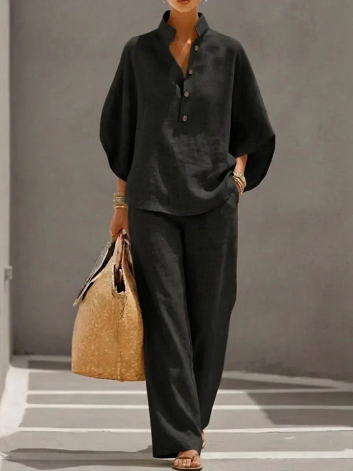 MARIBEL | Set with Batwing Sleeves and Wide Trousers